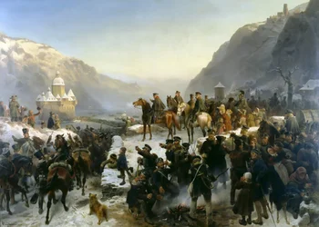 Blücher Crossing the River Rhine Near Kaub on 1st January 1814, 1860
