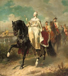 Empress Maria Theresia on Horseback Inspecting Austrian Troops