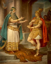 King Sigurd meets the wise hermit Grypin, from the Sigurd Saga, Lower Hall, c.1882-83