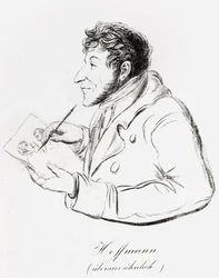 Self portrait of Hoffmann depicting himself making a self portrait