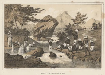 Hindoo Costumes, Mauritius, 1855