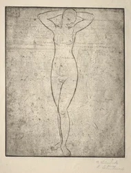 Standing Girl with Arms Behind her Head