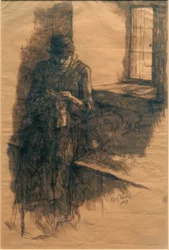 Old Peasant Woman, Knitting