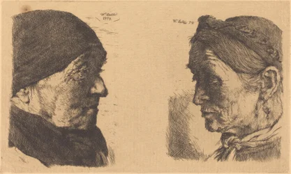 Portrait of an Old Peasant Woman, in Profile to the Right, and Peasant Woman with Closed Eyes