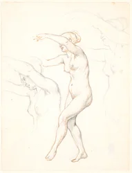 Sheet with Three Studies of a Nude Dancing Woman