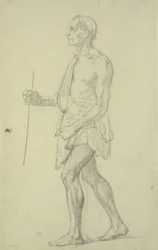 Figure Study. Standing Man in Profile to the Left