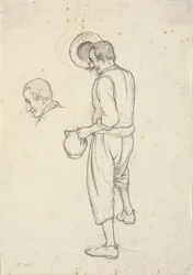 Old Fisherman Taking Off His Hat and Study of His Head