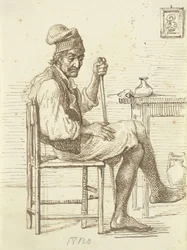 Old Italian Fisherman Sitting in a Room