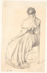 Italian Woman Sitting on a Chair, Seen from Behind
