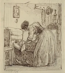 Italian Woman with Child in Cradle