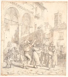 Italian Street Musicians in a Square