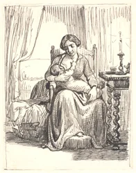 Mother with Nursing Child, Lit Candle on the Right