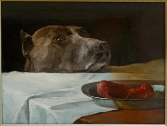 Great Dane with Sausage Bowl