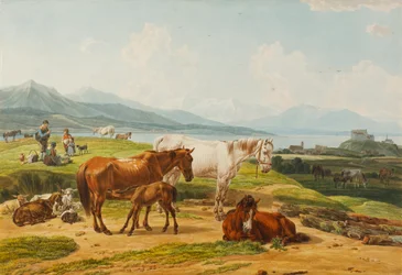 Alpensee and Pasture with Horses