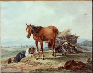 Sleeping Farm Boy with Horse