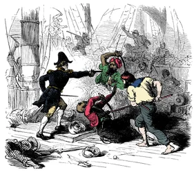 Fighting Algerian Pirates Engraving from 