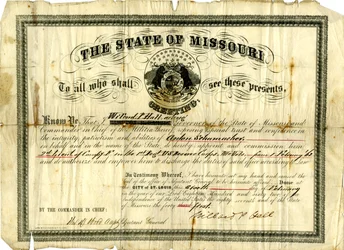 Military Commission of Anton Schumacher as 2nd Lieutenant of Company F in the 1st Regiment U.S.R.C., Missouri Volunteers, February 6, 1862