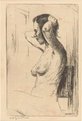 Seated, naked woman