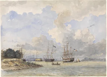 Maas Before Rotterdam, with an American and Swedish Ship