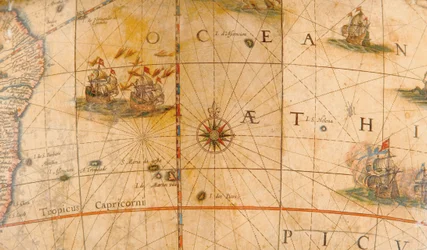 Detail of Fighting Ships in the Atlantic Ocean from a Terrestrial Globe