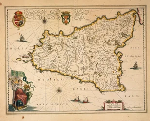 Map of Sicily, from Regionum Italiae, engraving