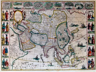 The theatre of the world or the new atlas Amsterdam. Geographic map of Asia by Willem Janszoon Blaeu