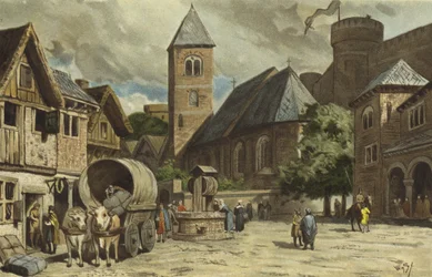 Street Scene, Netherlands, 10th Century