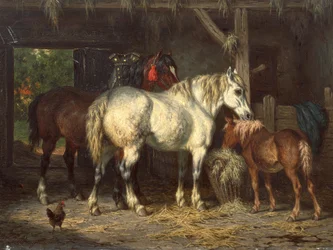 Horses in Stable