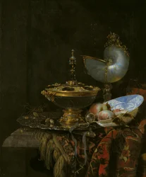 Magnificent Still Life with Holbein Bowl, Nautilus and Glass Cup and Fruit Bowl