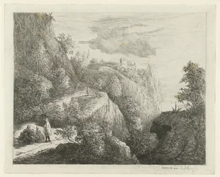 Mountain Landscape with Resting Figures by the Roadside