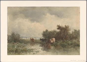 Three Cows by a Pond