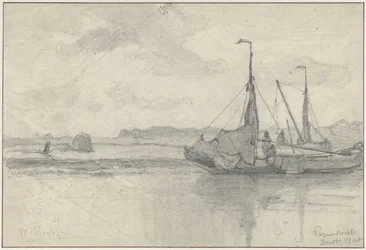 Fishing Boats in a Landscape at Papendrecht