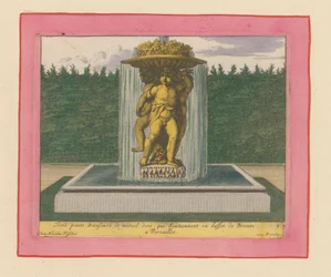 Fountain with a Statue of Three Dancing Putti Holding a Bowl Above Their Heads