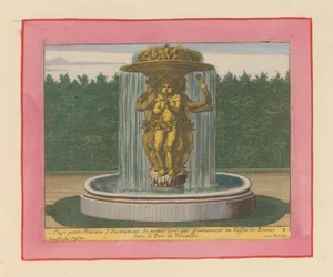 Fountain with a Statue of Three Musicians Holding a Bowl Above Their Heads