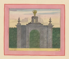 Latticework Gate with a Garden Vase at the Top Centre in the Gardens of Versailles