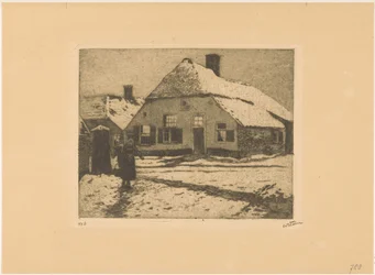 Snow-Covered Houses on a Road in Ede