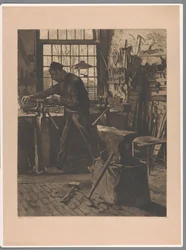 Blacksmith Working at a Vice by the Window