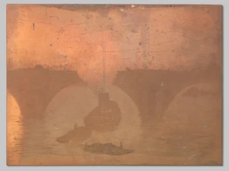 Tugboat in Front of Waterloo Bridge in London