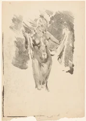 Standing Naked Woman Drying Herself
