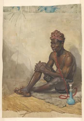 Seated Indian Man with Water Pipe