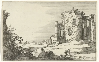 Ruins of a Temple Surrounded by Columns (Roman Ruins and Coastal Landscapes)