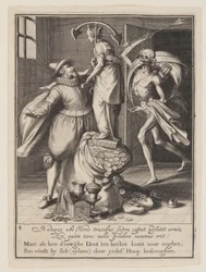 Death with an Arrow About to Strike Man Down, from Allegory of the Misuse of Worldly Property