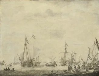 Royal Yacht and State Yacht Sail from Moerdijk with Charles II, King of England, on board, 1660