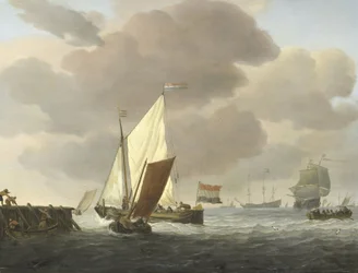 Ships near the Coast in Windy Weather