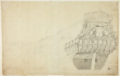 Partial Sketch of a Dutch Vessel Seen from Port Quarter