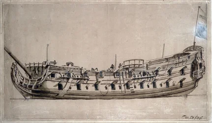 British Fourth-Class Ship, with 42 Guns, Built Around 1675