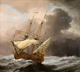 The English Ship Hampton Court in a Gale