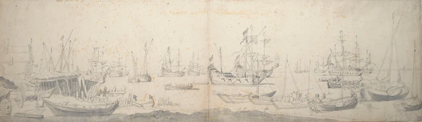 Weyschuits, a kaag and Dutch men-of-war in the Texel