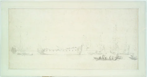 The launch of an English ship, probably the 