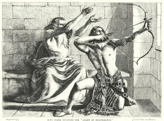 King Joash shooting the Arrow of Deliverance (engraving)